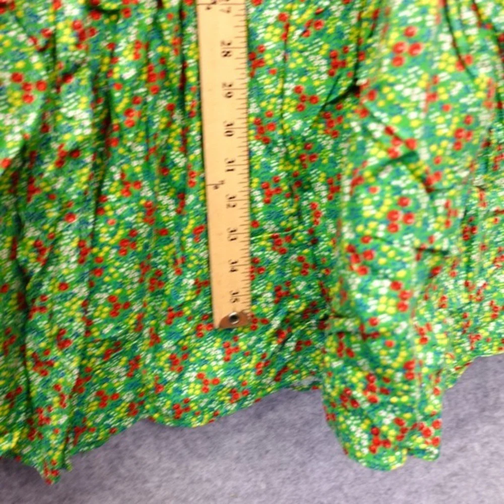 Vintage Floral Maxi Skirt Womens XS Green Ditsy Garden Tiered Boho Cottage‎ 70s